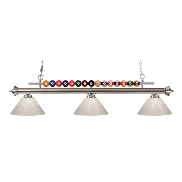 Z-Lite Shark 3 Light Billiard Light, Brushed Nickel & White 170BN-PWH